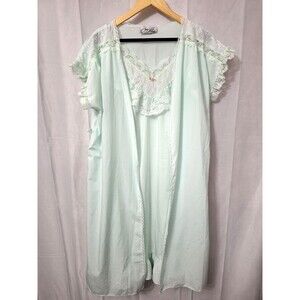 Vintage Joan Collins 80's Nightgown & Robe Medium Lace Ruffle USA Made Sleepwear